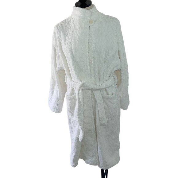 Cypress X I Magnin Vintage Womens Robe Size M White Heavy Terry Cloth Pockets
